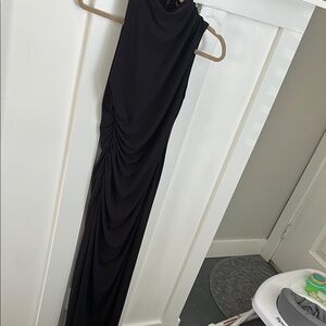 Zara Black Ruched Halter Sheath Dress